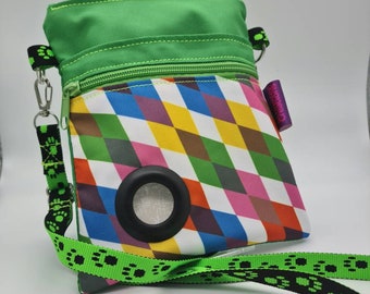 Square Leather Belt Pouch Purse Bag Hand Made LARP Rainbow Harlequin