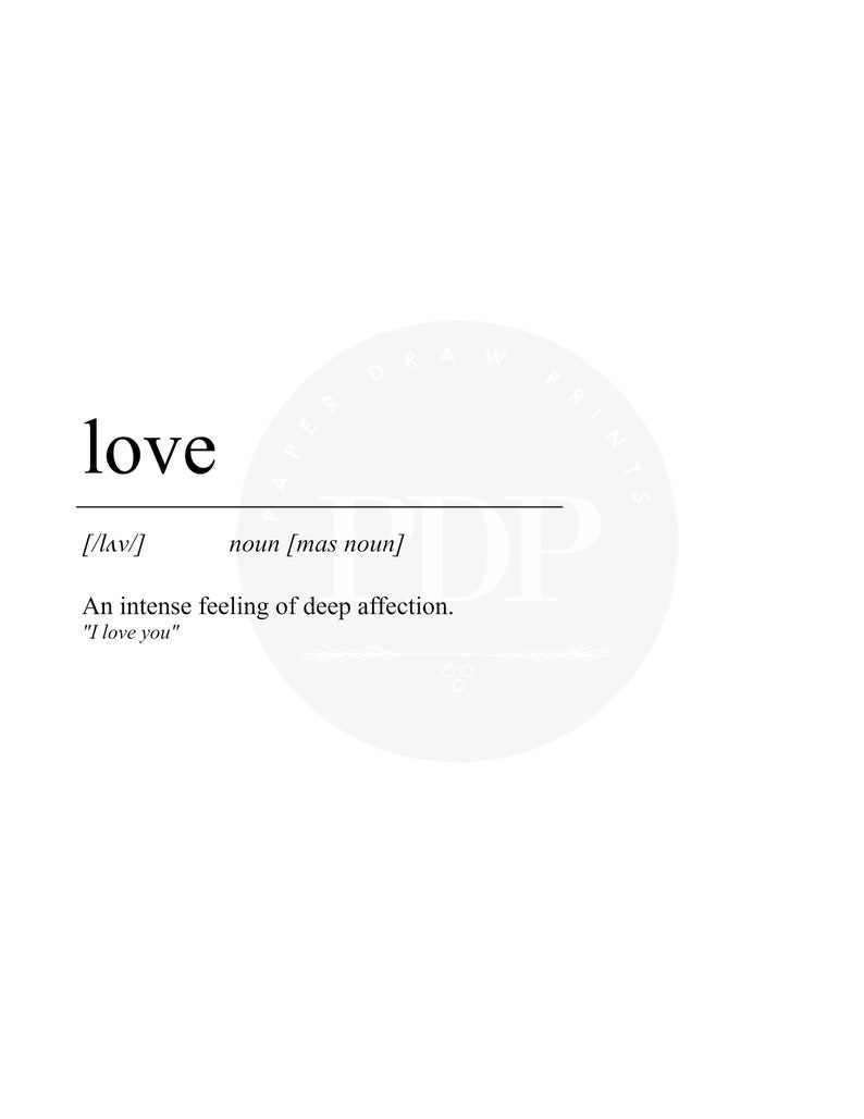 Love Dictionary Definition Print Digital Download Print Etsy