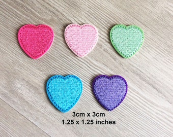 Embroidered IRON on PATCH Red Patches Heart Heat Adhesive Backing Valentine Love DIY Do It Yourself Decoration Adornment Embellishment pink