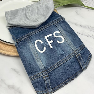 BILLY Denim Dog Vest: Embroidered Patches, Cat Puppy Jean Jacket