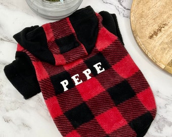 HOODIE SWEATER PLAID Winter Sport Noir Rouge Chien Chat Pet Chiot Veste Pull Pull Sweat T Shirt Vêtements Personnalisé Empreinte De Patte