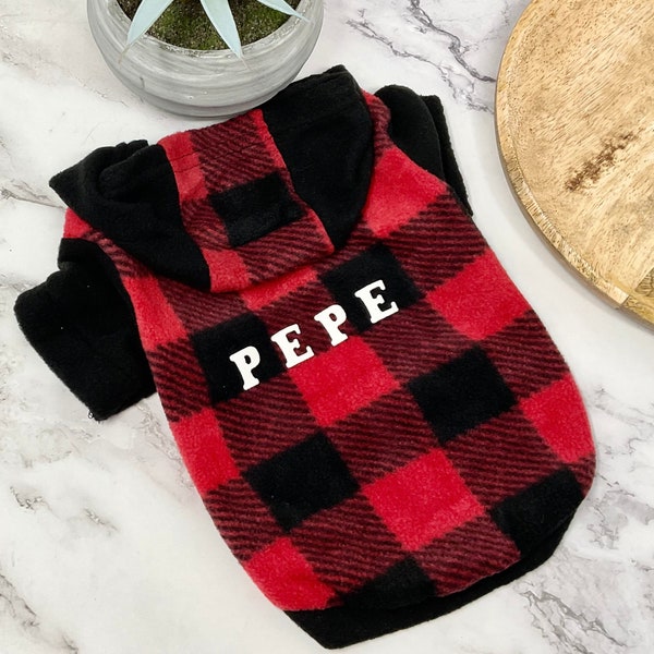 HOODIE SWEATER PLAID Winter Sport Noir Rouge Chien Chat Pet Chiot Veste Pull Pull Sweat T Shirt Vêtements Personnalisé Empreinte De Patte