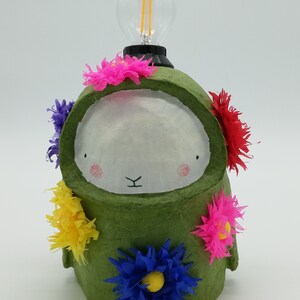 Cartapesta, lampada con fiori, da tavolo, scrivania, cameretta dei bambini