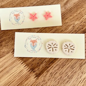 Beach Polymer Clay Stud Earrings | Sea Star or Sand Dollar | Statement Earrings