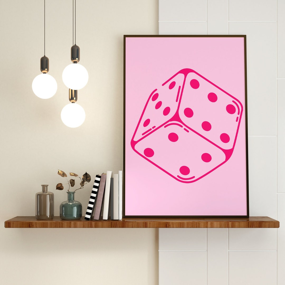 Pink Dice Set of 3 Dice ART Trendy Wall Art Funny Art Etsy