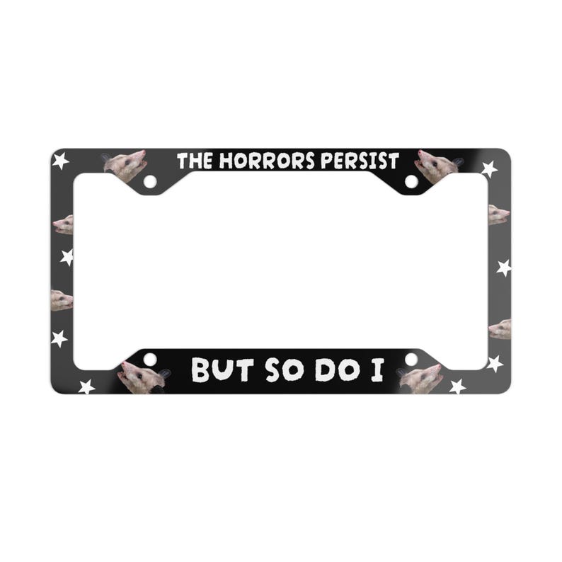 Opposum Car Decor Metal License Plate Frame, Funny Plate Cover, Funny License Frame, Funny Possum Gift