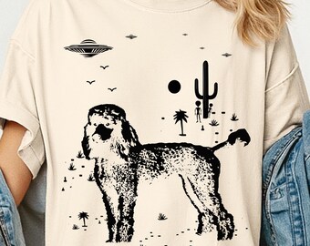 Poodle Shirt, Poodle Vintage Shirt UFO Western Shirt, Retro T-Shirt, Cowboy TShirt, Wild West, Dogful DogMom
