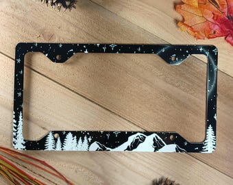 Mountains and Stars Metal License Plate Frame