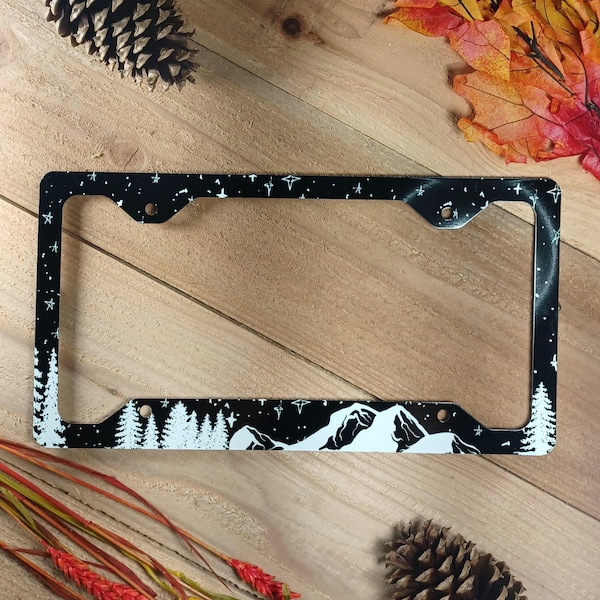 Mountains and Stars Metal License Plate Frame