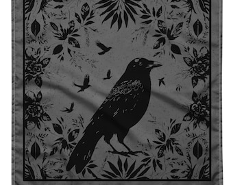 Crow Bandana - Warm Black - Handkerchief - 25.25" x 25.25" - Soft Washable - Raven Scarf - Crows Gift - Hanky Ascot