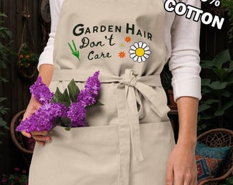 Garden Hair Don't Care Apron, Garden Apron, Plant Lover Apron, Vegetable Gardener Gift