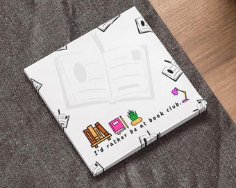 I'd Rather Be at Book Club Sticky Notes, Reading Sticky Notes, Bookworm Gift, Bookish Sticky Notes, Books Stationery, Book Club Gift
