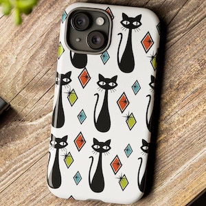 Atomic Cat Mid Century Modern Cat Phone Tough Cases
