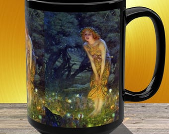 Midsummer Eve, 15oz Mug, Edward Robert Hughes, Preraphaelite Art, Fairy Painting