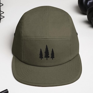 Five Panel Camper Hat, Olive Green Hat, Flat Brim Hat, Hiking Hat, Mountain Hat
