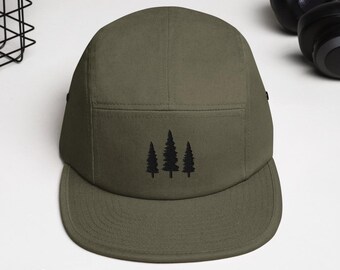 Five Panel Camper Hat, Olive Green Hat, Flat Brim Hat, Hiking Hat, Mountain Hat
