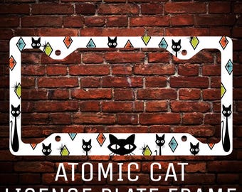 Atomic Cat Mid Century Modern Cat License Plate Frame