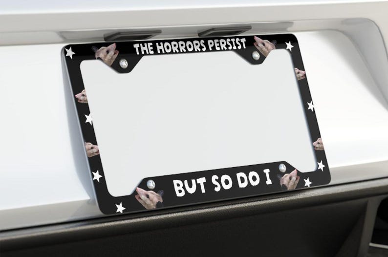 Opposum Car Decor Metal License Plate Frame, Funny Plate Cover, Funny License Frame, Funny Possum Gift