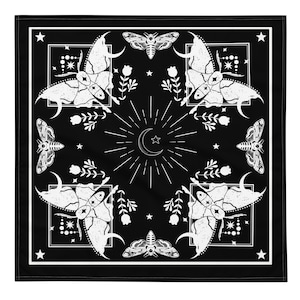 Bandana a forma di falena, flox, bandana a forma di luna, creatura della notte, falena mistica, dea della tripla luna, bandana stravagante, bandana hippie boho