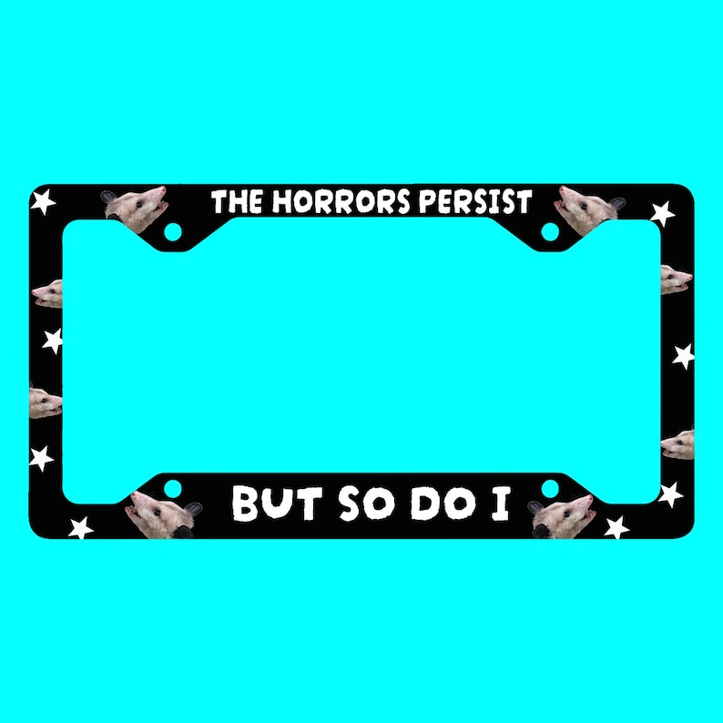 Opposum Car Decor Metal License Plate Frame, Funny Plate Cover, Funny License Frame, Funny Possum Gift