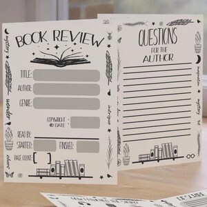 ブックレビューカード、封筒付き10枚パック、読書クラブギフト、読書好きのギフト、読書家へのギフト、熱心な読書家、読書日記、ブックステーショナリー