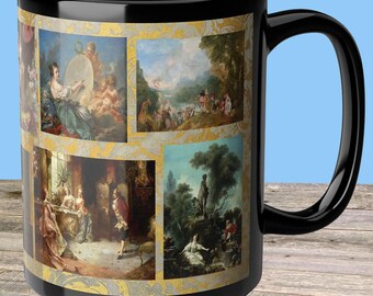 Rococo Art Print Mug, 15oz, Rococo Painting, Maximalist Decor, Antique Portrait Print