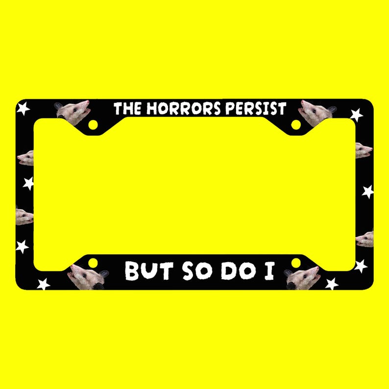 Opposum Car Decor Metal License Plate Frame, Funny Plate Cover, Funny License Frame, Funny Possum Gift