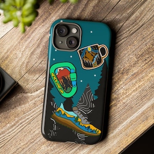 Nature Phone Case, Mountains and Stars Forest Phone Case, Camping and Hiking Lover Phone Case