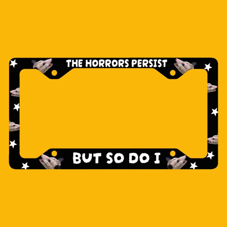 Opposum Car Decor Metal License Plate Frame, Funny Plate Cover, Funny License Frame, Funny Possum Gift