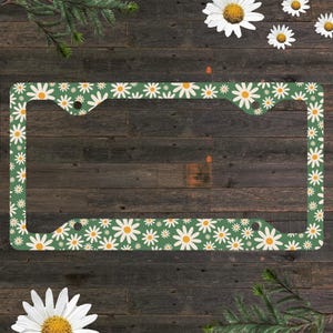 Daisy License Plate Frame, Floral License Plate Frame, Flower License Plate Frame, Floral Car Accessories