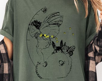 Fairy Grunge Shirt, Fairycore TShirt, Whimsigoth Clothing, Dancing Fairy, Faerie Dark Gothic Aesthetic, Oversized Comfort Colors