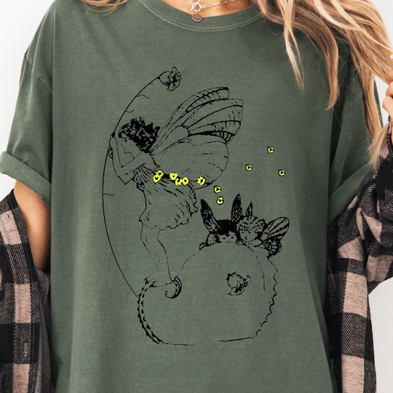 Fairy Grunge Shirt, Fairycore TShirt, Whimsigoth Clothing, Dancing Fairy, Faerie Dark Gothic Aesthetic, Oversized Comfort Colors