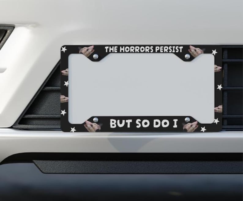 Opposum Car Decor Metal License Plate Frame, Funny Plate Cover, Funny License Frame, Funny Possum Gift