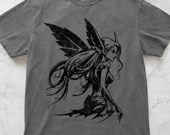 Fairy Grunge Shirt, Fairycore TShirt, Whimsigoth Clothing, Dancing Fairy, Faerie Dark Gothic Aesthetic, Oversized Comfort Colors