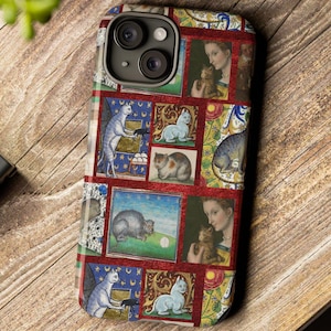 Medieval Cats Renaissance Phone Tough Cases, Medieval Art Phone Case, Medieval Theme, Folk Art Phone Case