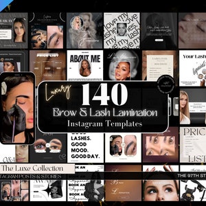 140 Lash Lift Instagram Templates, Brow Lamination Posts, Lash Tech Instagram Post, Lash Lamination Templates, Lash Tech Social Media Post