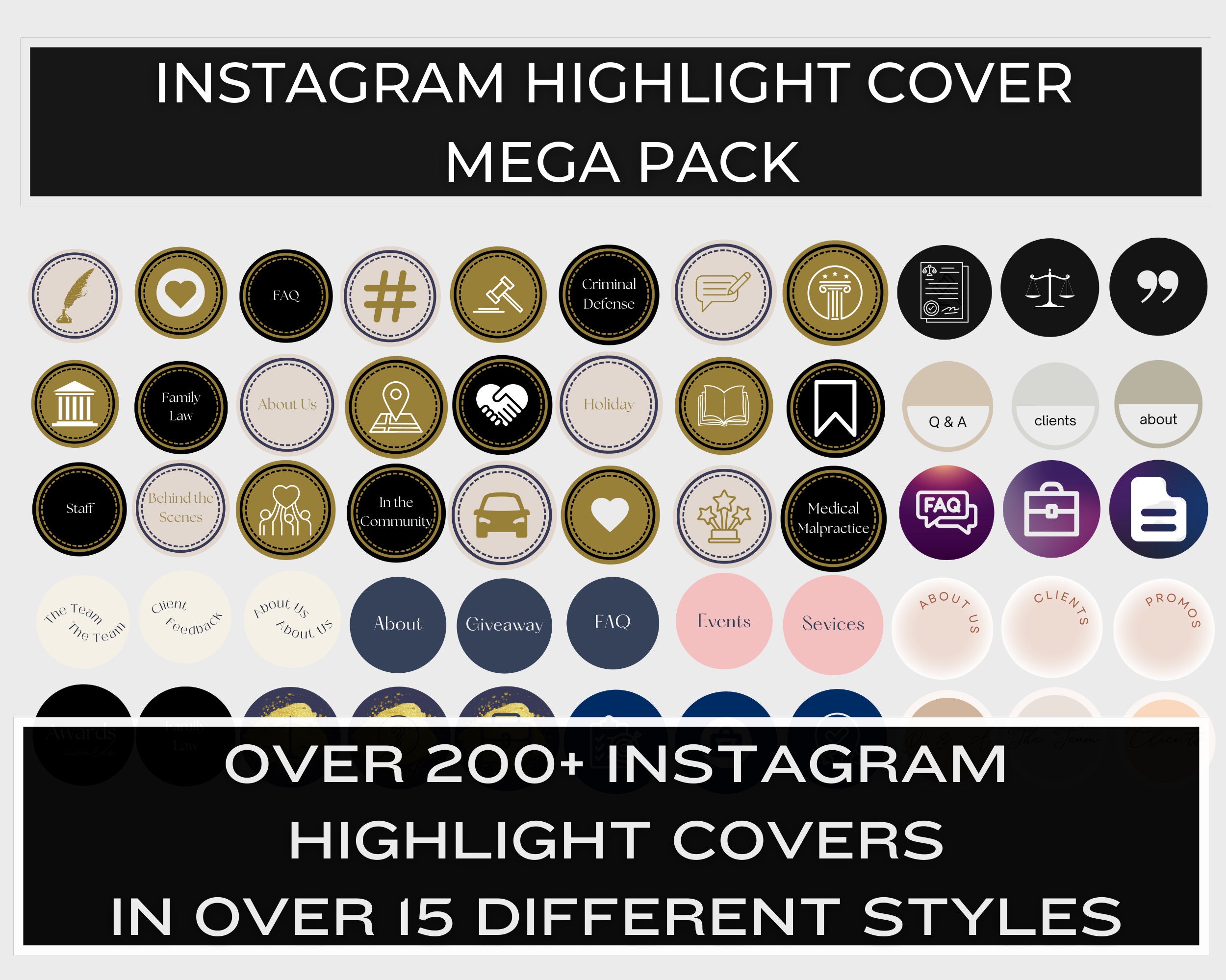 750 LUXURY Lawyer INSTAGRAM Posts Attorney Social Media Canva Templates