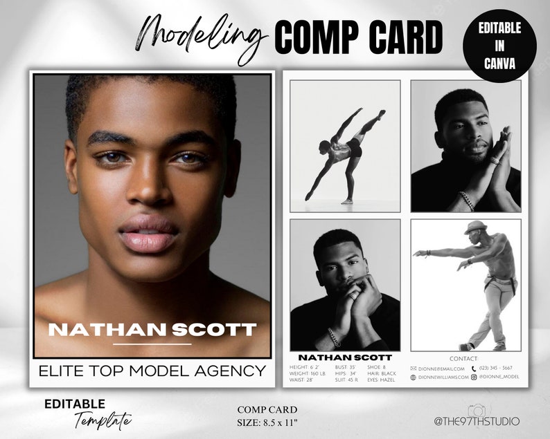 Male Model COMP CARD Template Modeling Photocard Zed Card for Models Male Model COMP CARD Template Modeling Photocard Zed Card for Models