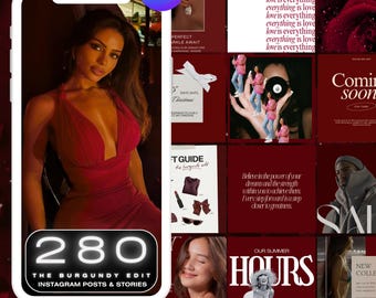 Luxury Burgundy Instagram Templates | Dark Red Instagram Posts | Business Instagram | Social Media Instagram Posts | Facebook Marketing Post