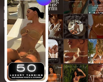 50 Spray Tanning Instagram Templates | Spray Tan Instagram Posts | Spray Tan Social Media | Beauty Business Instagram | Spray Tan Marketing