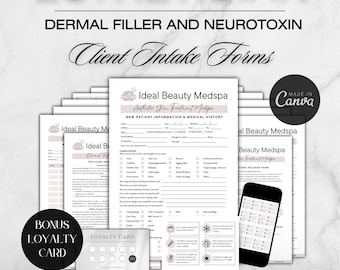 Medspa Forms Bundle, Esthetician Client Intake, Consent, Aftercare (Canva Editable, Digital Download)