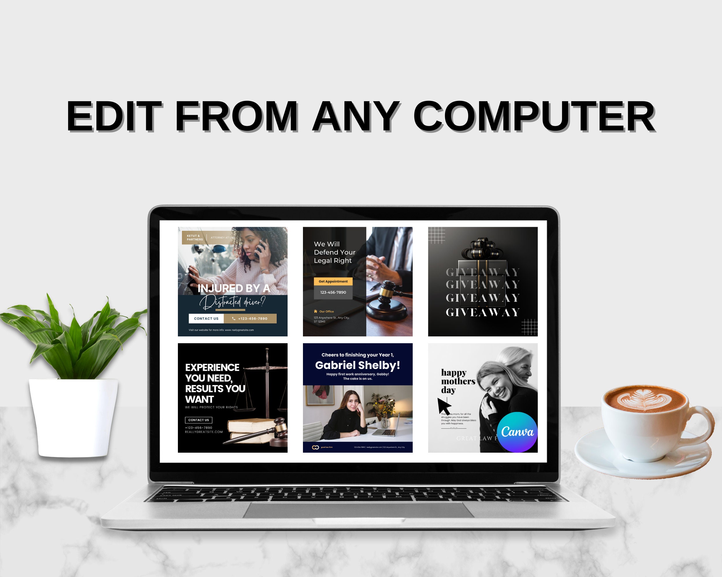 750 LUXURY Lawyer INSTAGRAM Posts Attorney Social Media Canva Templates