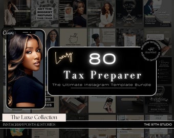 80 Tax Preparer Instagram Templates | Tax Preparation Accounting Posts | Tax Prep Flyer | Tax Posts | Tax Prep Marketing | IG Stories