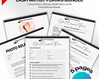 Lash Artist Business Forms, Client Intake Forms, Lashes Aftercare Form, Client Consent Form, Lash Forms