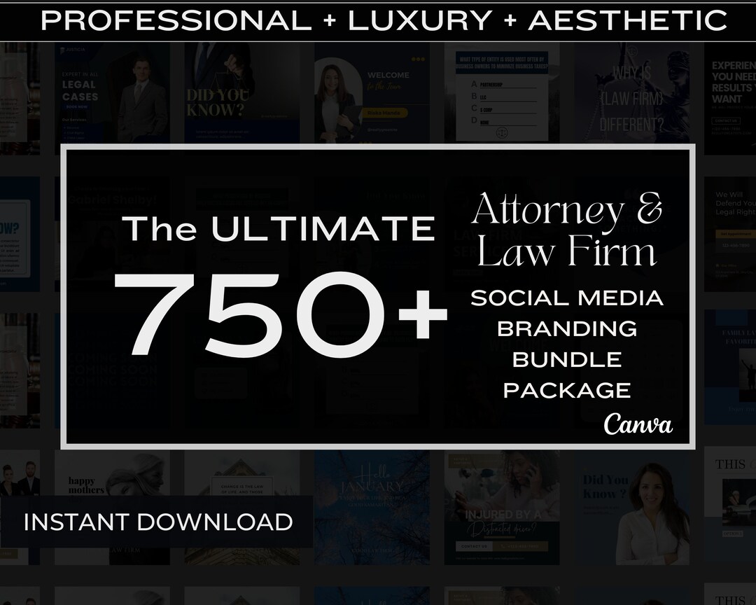 750 LUXURY Lawyer INSTAGRAM Posts Attorney Social Media Canva Templates