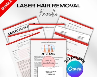 LASER HAIR Removal Forms, Client Intake Forms, Aftercare Form, Consent Form, Laser Hair Removal, Med Spa, Photo Release, Loyalty Cards