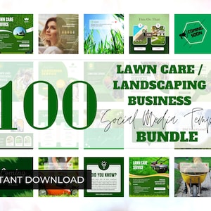 100+ Lawn Care Business Social Media TEMPLATE BUNDLE | Landscaper | Instagram Posts | Landscaper Social Media | Lawn Care Instagram Posts