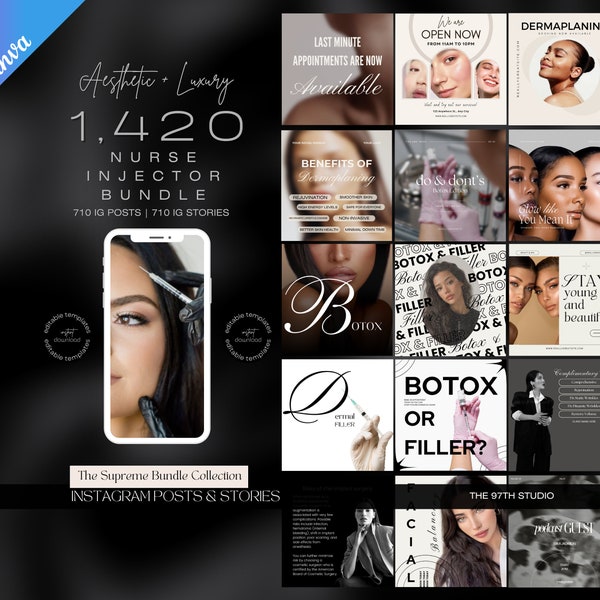 Luxury Nurse Injector Instagram Posts | Botox Social Media | Esthetician Instagram |  Medspa Branding Kit | Botox and Lip Filler | Skincare