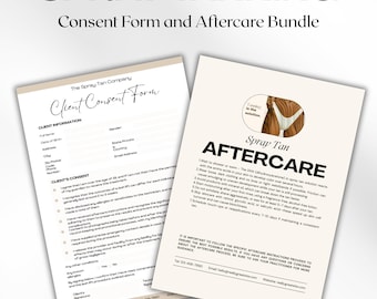Spray Tan Business Forms, Spray Tanning Consultation Forms, Spray Tan Aftercare, Consent Form, Aftercare Cards, Spray Tan Aftercare Forms
