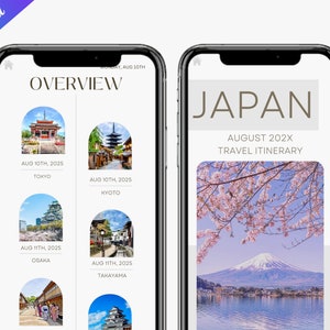 JAPAN Travel Itinerary Template Modern Minimal Boho, iPad, Tablet, Editable on Canva, Printable, Digital Template Download, Traveling